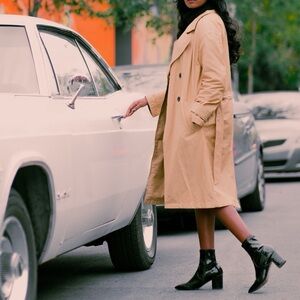 DYNAMITE - New Trench Coat Double Breasted with Belt - XS - Tan